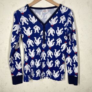 Hanna Andersson Women's Medium Blue Yeti Abominable Snowman Pajama Top